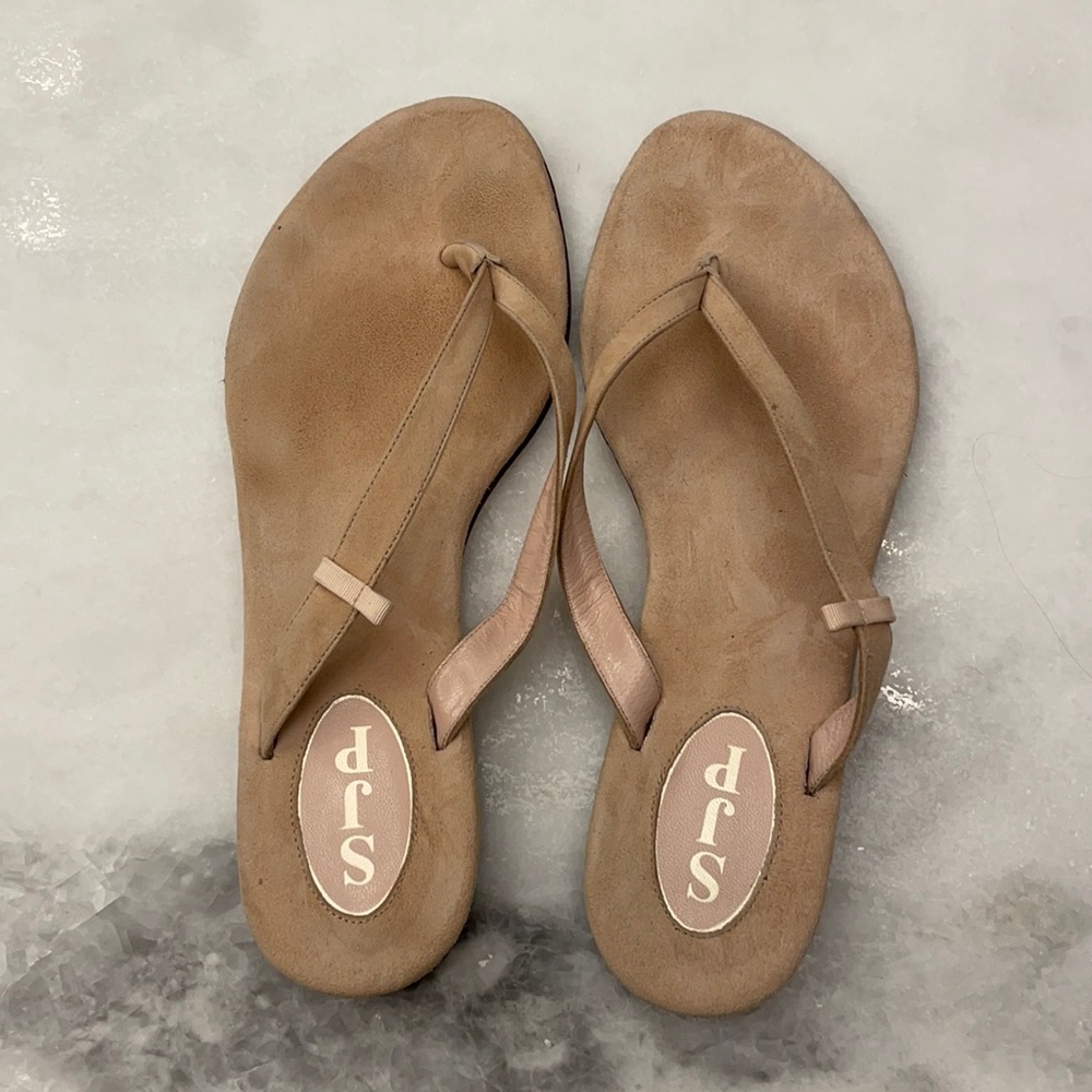 SJP Nude Suede Thong Sandals
